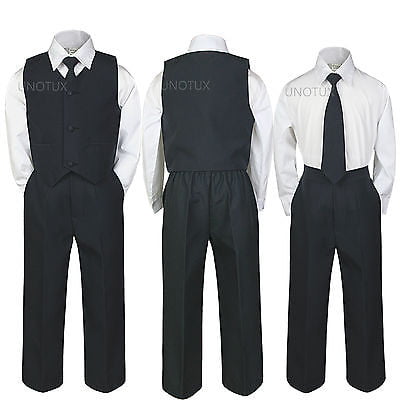 Baby Toddler Boy 4 PC Holiday Recital Formal Wedding Party Tuxedo Suit Gray S-20